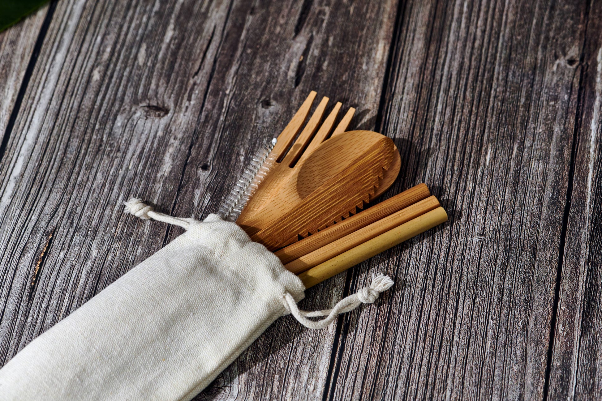 Bamboo Cutlery Set in Cotton Bag - Frequency Fillery
